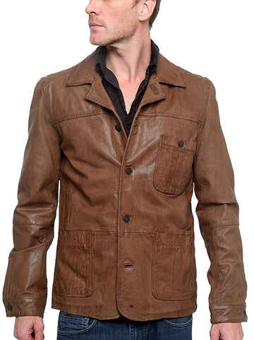 Men's RA-RE - "DAVIDE" Brown Lamb Leather Jacket