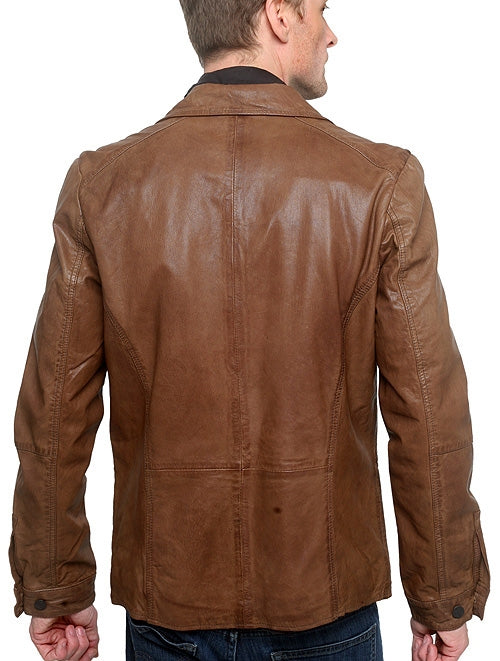 Men&#39;s RA-RE - &quot;DAVIDE&quot; Brown Lamb Leather Jacket