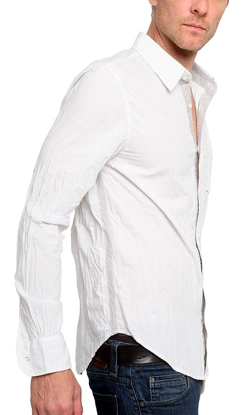 Men&#39;s RA-RE - &quot;MAURICIO&quot; Gray and White Micro Striped Shirt