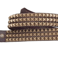 Red Monkey Design - "DUST" Antiqued Pyramid Studded Belt in Brown