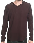 Men's Marcelo Pequeno - "ANCONA" Hooded Long Sleeved Shirt in Eggplant