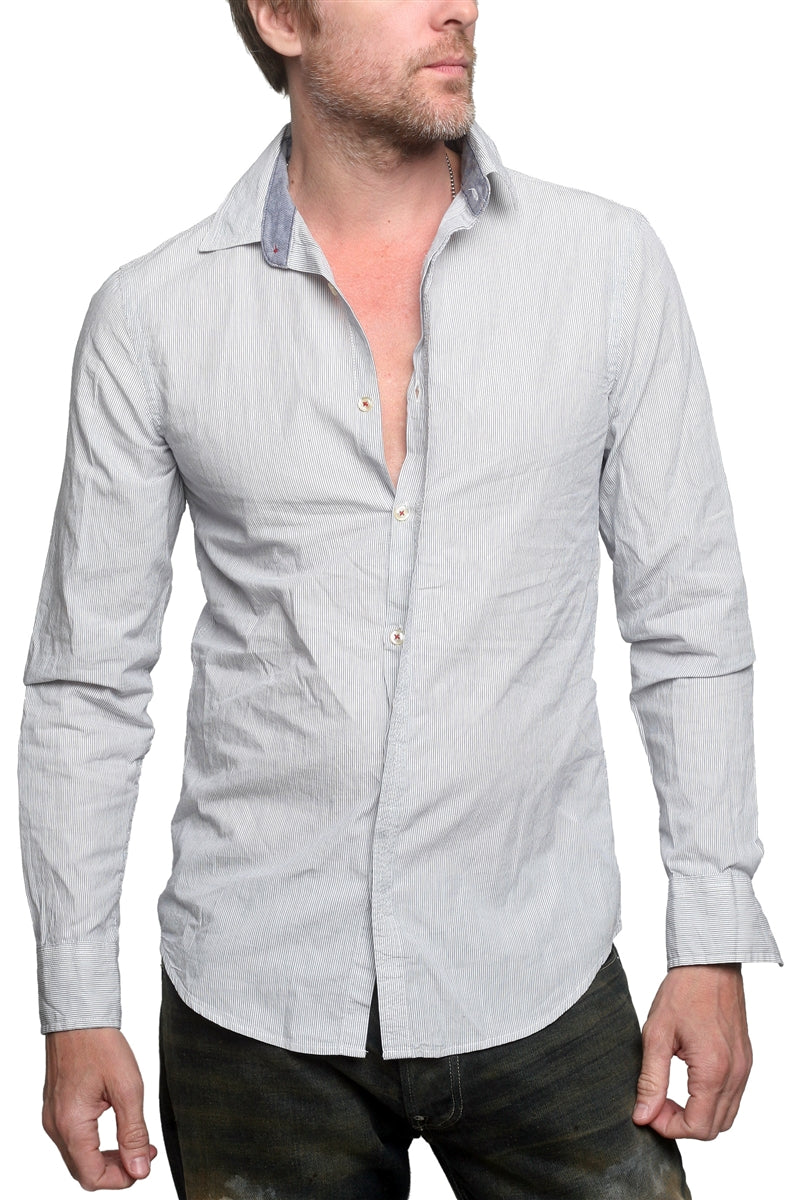 Men's RA-RE - "AMANTIA" Blue and White Micro Striped Shirt