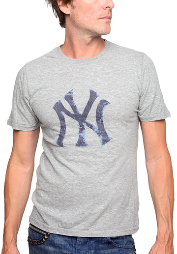 Men's Red Jacket - "NEW YORK YANKEES" Flocked T-Shirt in Heather Gray