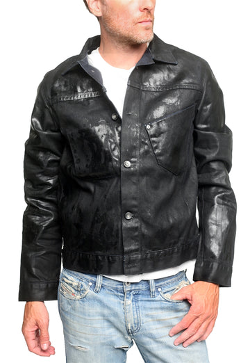 Men's PROSPECTIVE FLOW - "ISOROKU" Denim Jacket in Black Wax Wash