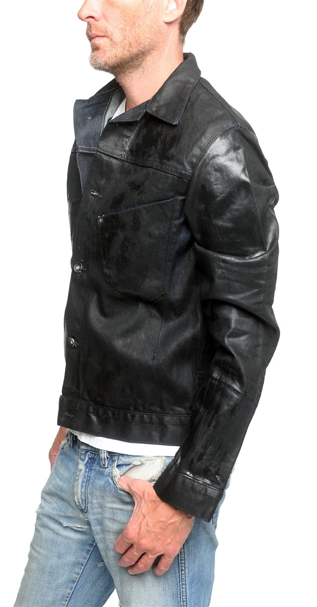 Men's PROSPECTIVE FLOW - "ISOROKU" Denim Jacket in Black Wax Wash