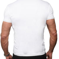 Men's GUNS Clothing - "V-NECK" with Italian Lambskin Trim in White