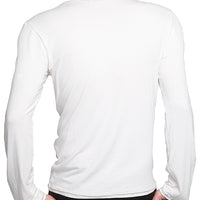 Men's GUNS Clothing - "V-NECK Long Sleeve" with Italian Leather Trim in White