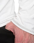 Men's GUNS Clothing - "V-NECK Long Sleeve" with Italian Leather Trim in White