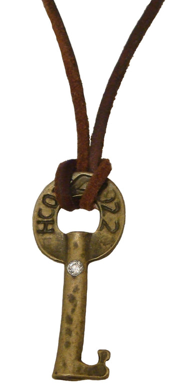 JEWELRY by CAIN - "ANTIQUE XIAN BRASS KEY with DIAMOND" Pendant