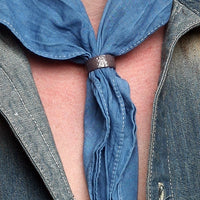 BLACK BARC - "BLUE HANDKERCHIEF SCARF" with Anodized Hammered Silver Ring