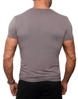 Men's GUNS Clothing - "V-NECK" with Italian Lambsikin Trim in Gunmetal