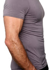 Men's GUNS Clothing - "V-NECK" with Italian Lambsikin Trim in Gunmetal