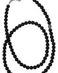 DOUBLE CROSS by Travis Walker - "MATTE ONYX and SKULL" Beaded Necklace - 21"