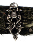 I.V.Y. - "FORBIDDEN COLLECTION - SKULL CUFF" with Metallic Leather and Sterling Silver Accents