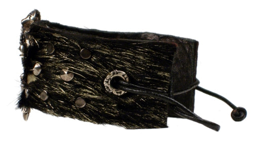 I.V.Y. - "FORBIDDEN COLLECTION - SKULL CUFF" with Metallic Leather and Sterling Silver Accents