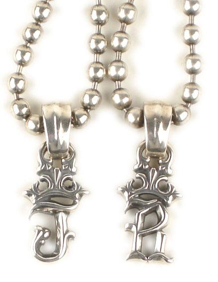 Bill Wall - Large Initial with Crown Pendant in Sterling Silver