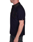 SKINZ by Anton - Black Polo with Black Alligator Accents with Red Stitching