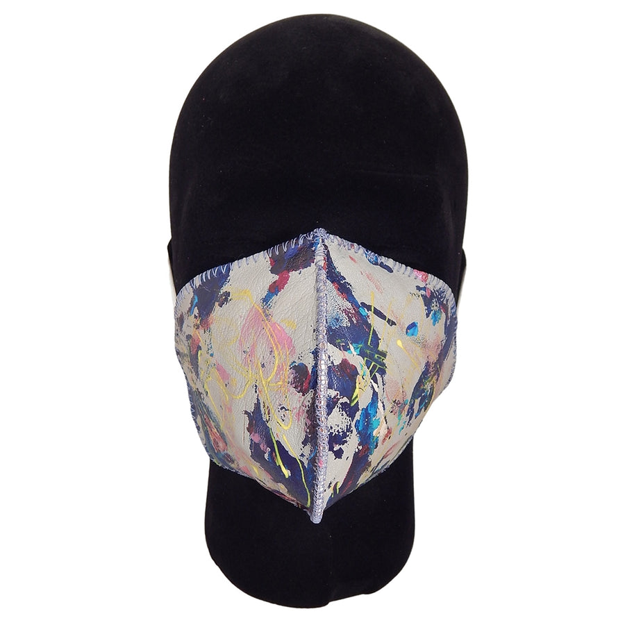 Anton - ABSTRACT Leather COVID MASK in Light Grey