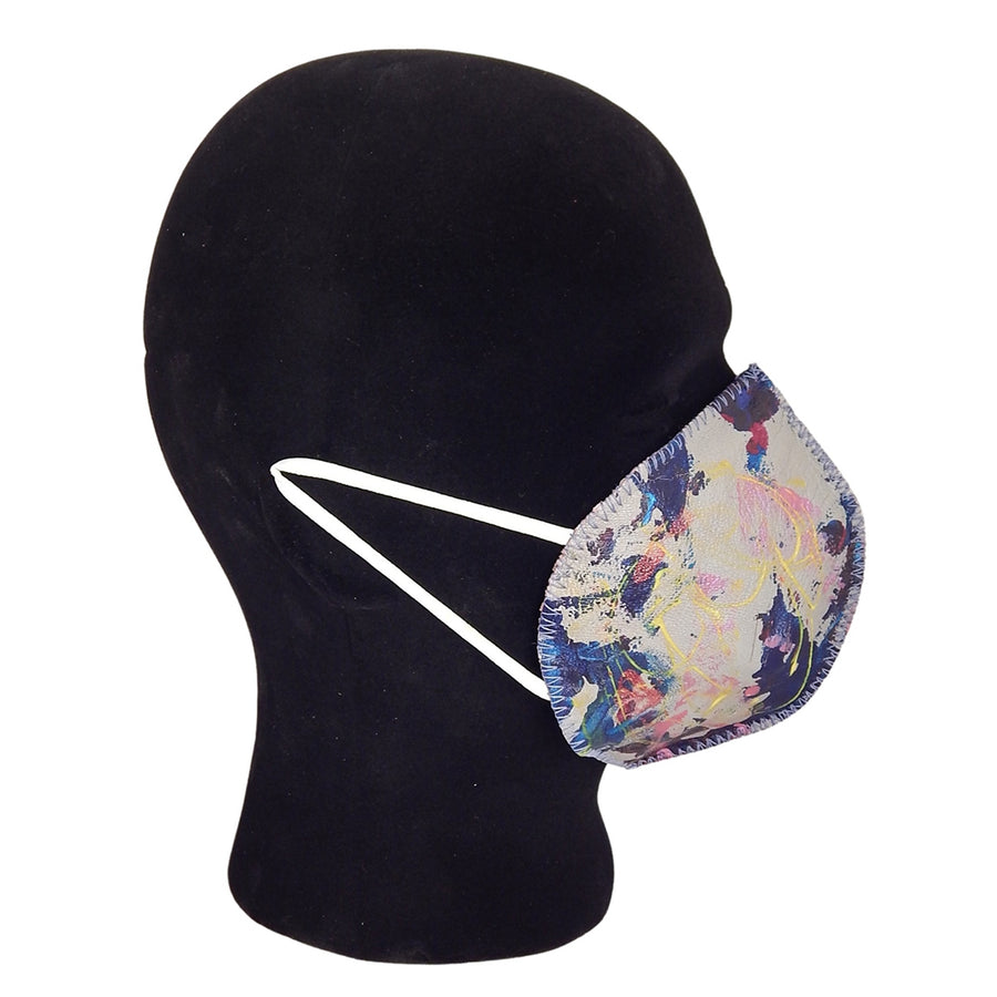 Anton - ABSTRACT Leather COVID MASK in Light Grey