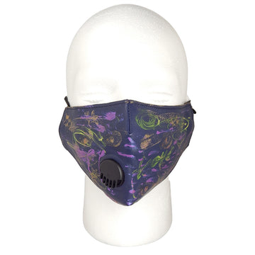 Anton - ABSTRACT LEATHER COVID MASK in Navy