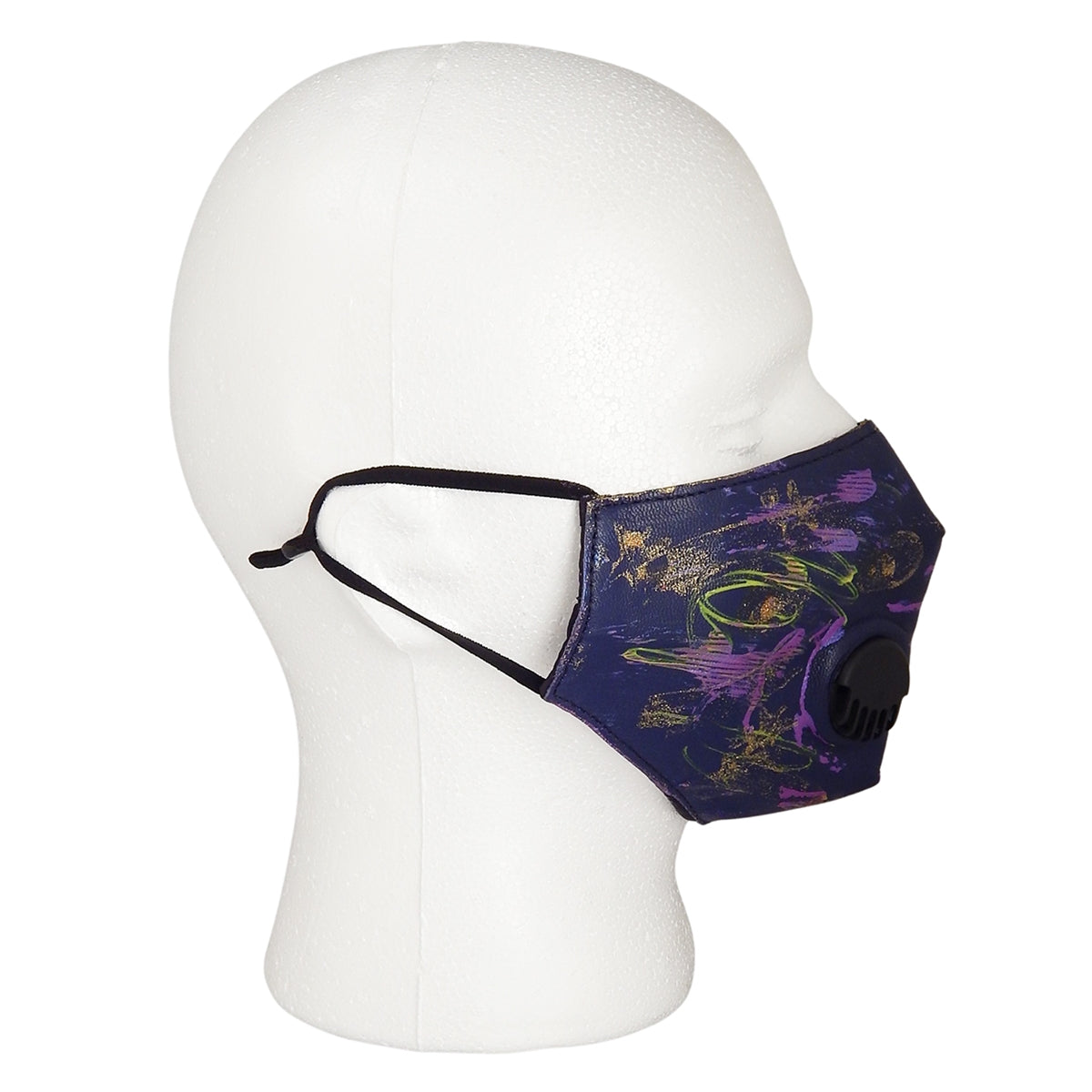 Anton - ABSTRACT LEATHER COVID MASK in Navy