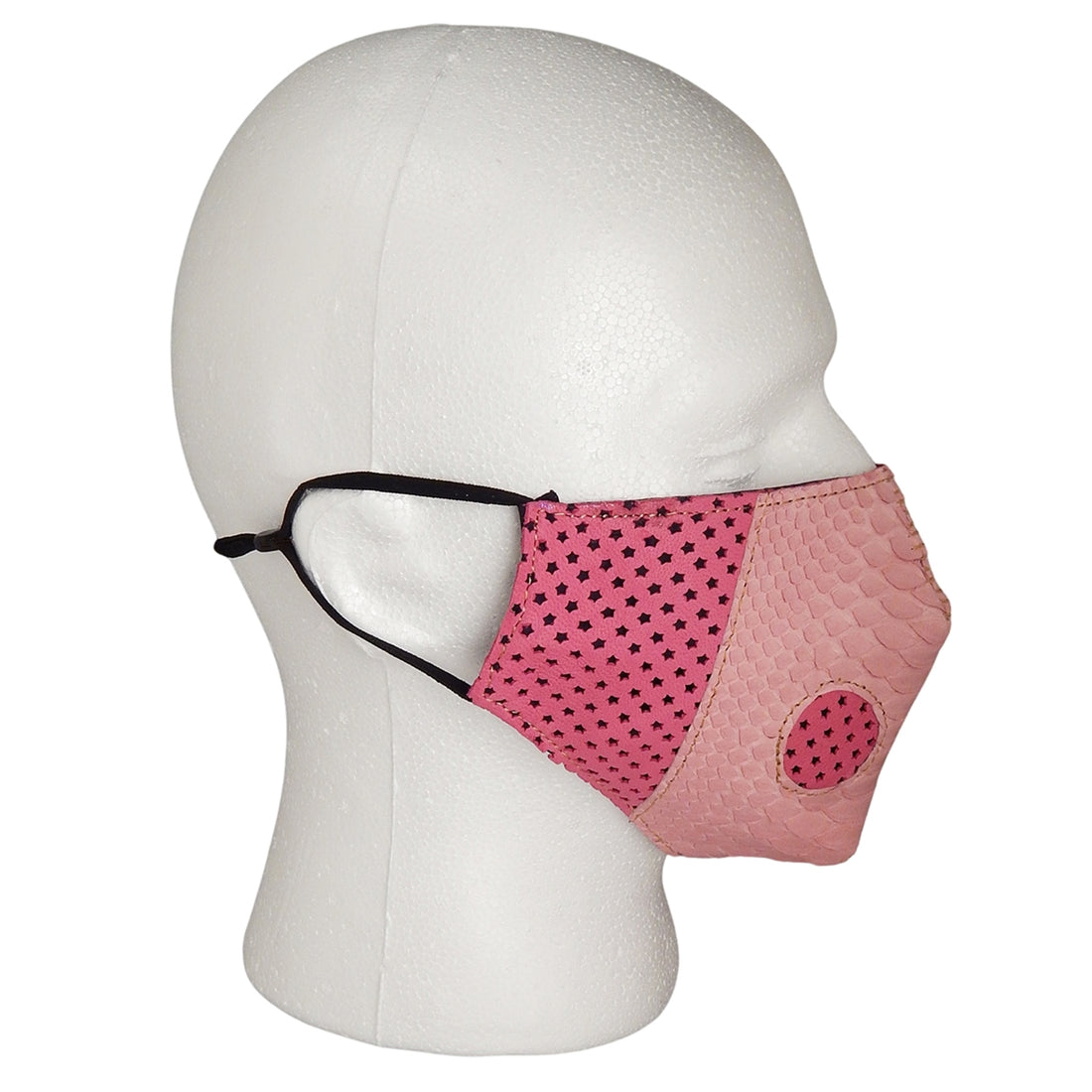 Anton -PYTHON and Leather COVID MASK in PINK
