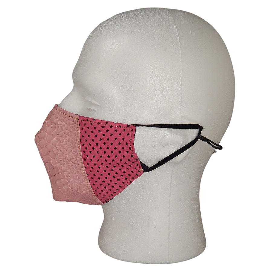 Anton -PYTHON and Leather COVID MASK in PINK