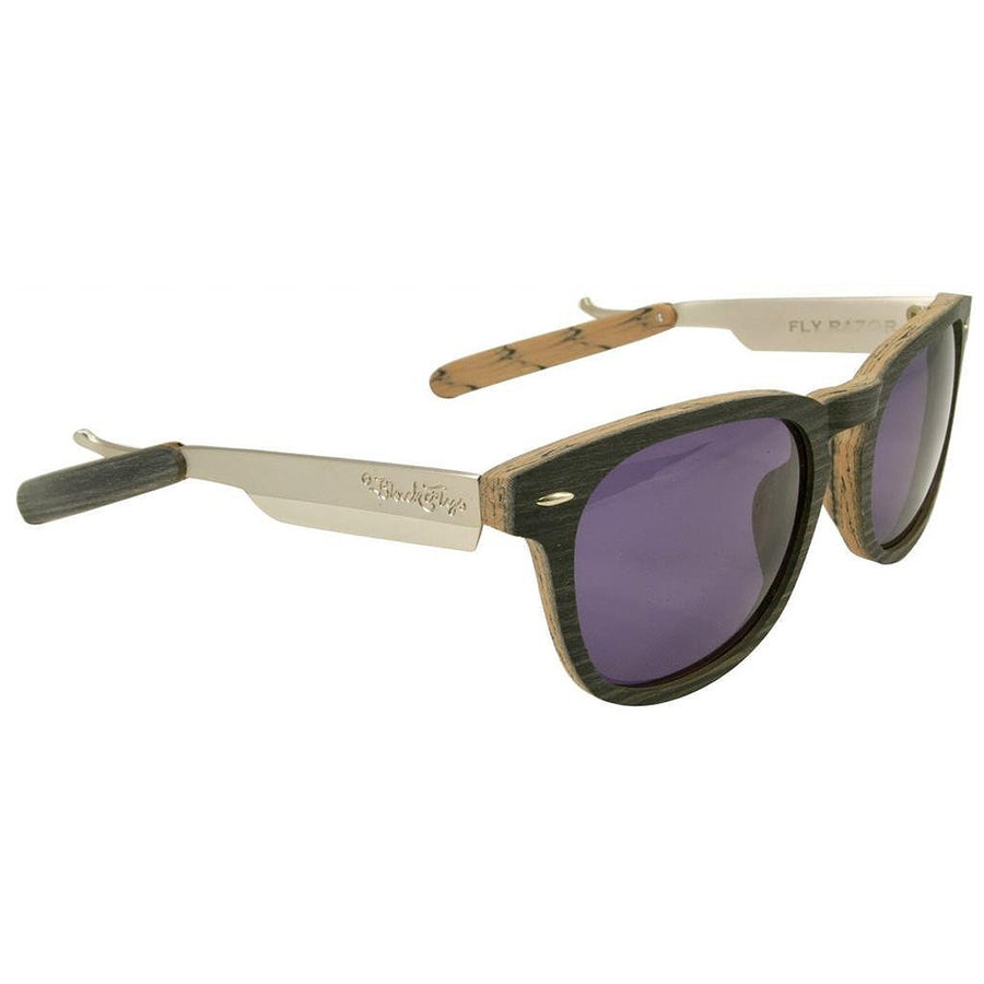 BLACK FLYS -  "RAZOR" Sunglasses By Double Cross in Brown Wood