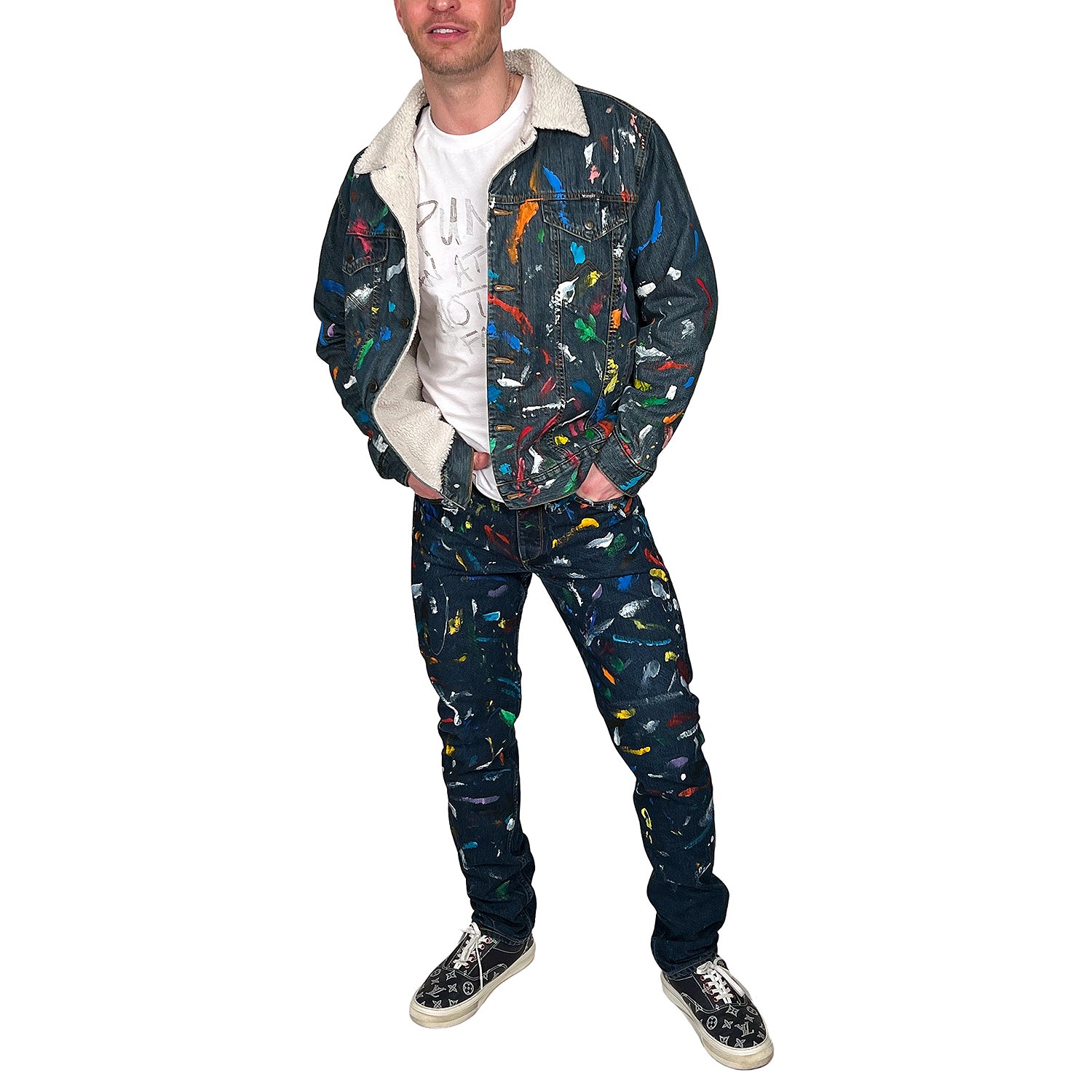 DAMIAN ELWES - &quot;Number 102&quot; - Hand Painted Jeans by Damian Elwes