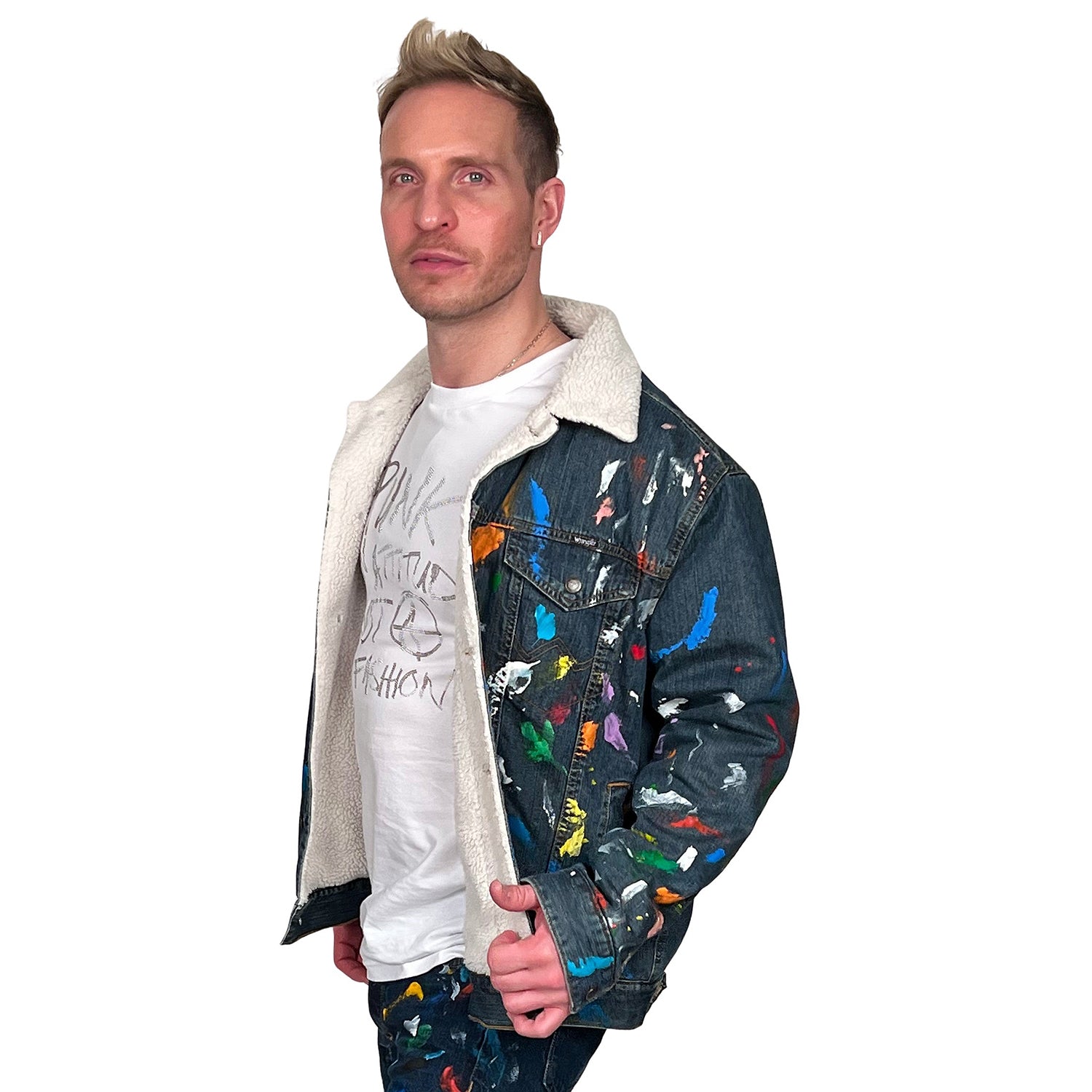 DAMIAN ELWES - &quot;Number 58&quot; - Hand Painted Denim Jacket by Damian Elwes