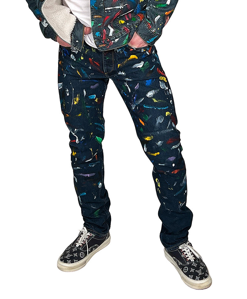DAMIAN ELWES - &quot;Number 102&quot; - Hand Painted Jeans by Damian Elwes