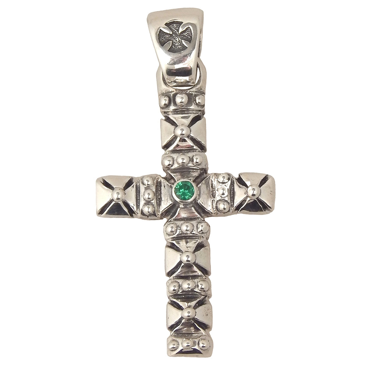 DOUBLE CROSS by Travis Walker - &quot;CROSS with PERIDOT STONE&quot; Sterling Silver Pendant