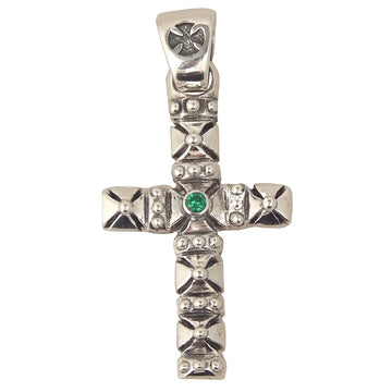 DOUBLE CROSS by Travis Walker - "CROSS with PERIDOT STONE" Sterling Silver Pendant