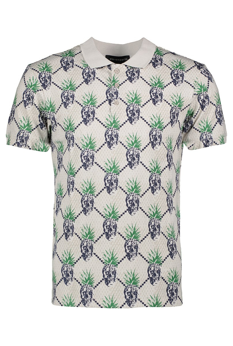 elevenPARIS - &quot;PINEAPPLE&quot; Polo Shirt in Nimbus Cloud