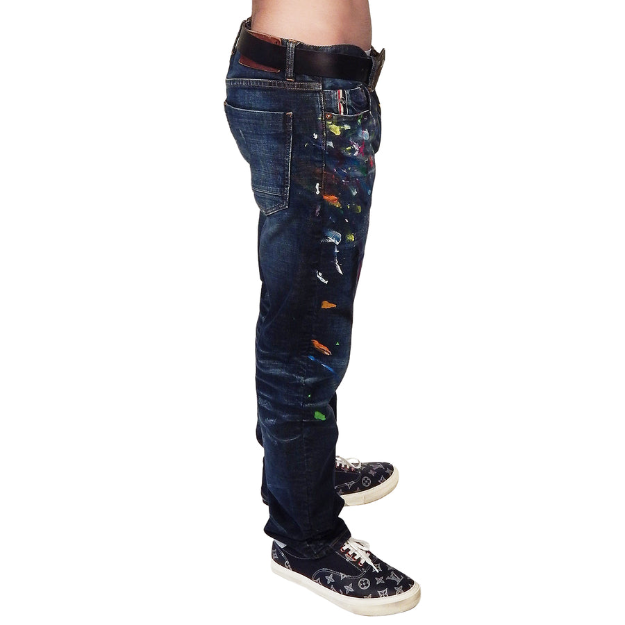 DAMIAN ELWES - "Number 18" - Hand Painted Jeans by Damian Elwes