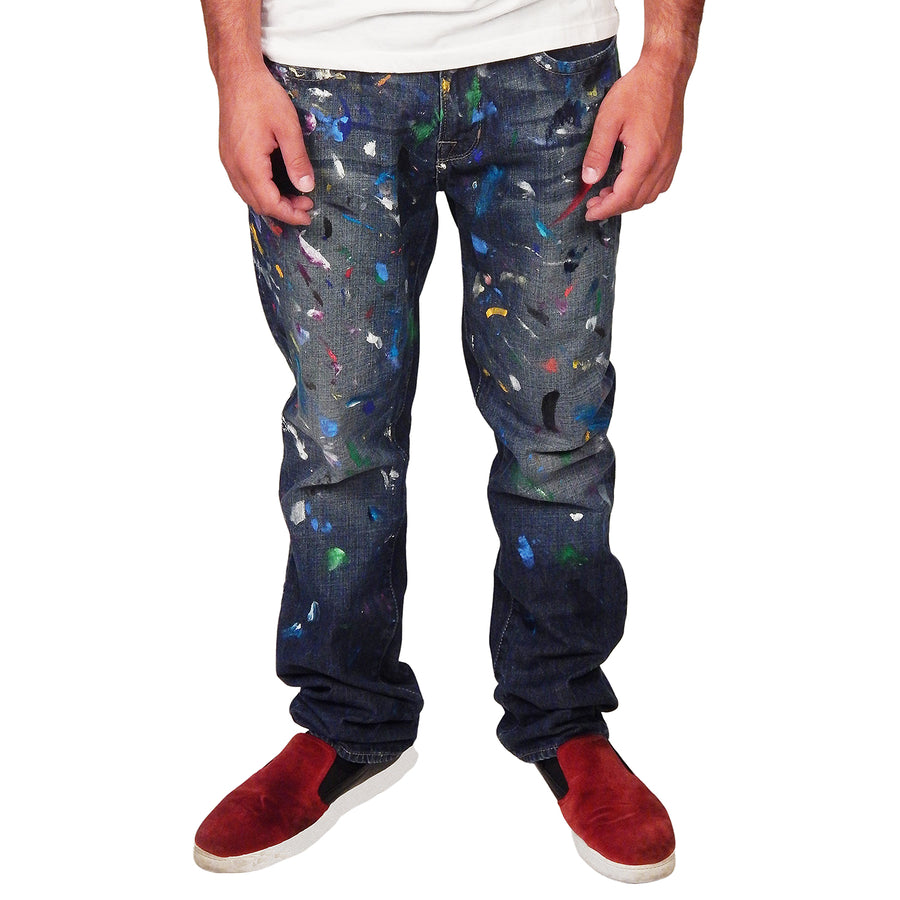 DAMIAN ELWES - "Number 81" - Hand Painted Jeans by Damian Elwes