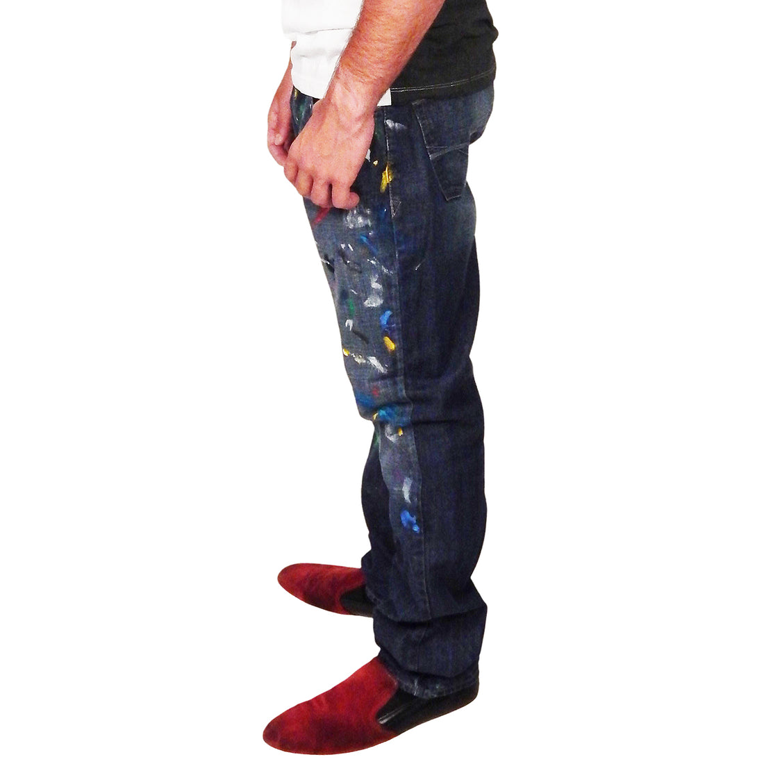 DAMIAN ELWES - "Number 81" - Hand Painted Jeans by Damian Elwes