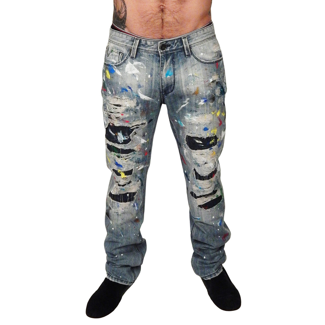 DAMIAN ELWES - "Number 49" - Hand Painted Jeans by Damian Elwes