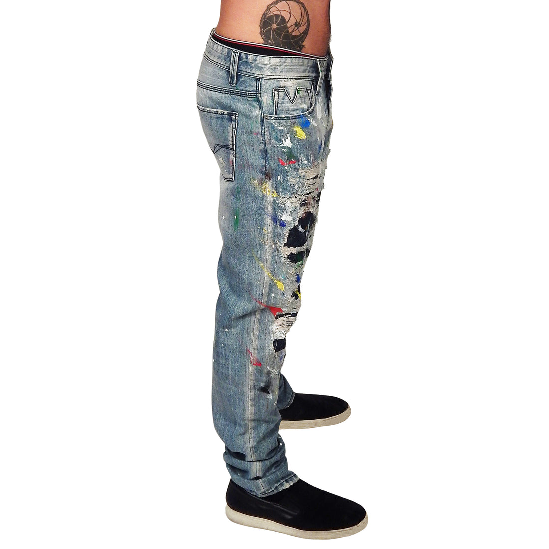 DAMIAN ELWES - "Number 49" - Hand Painted Jeans by Damian Elwes