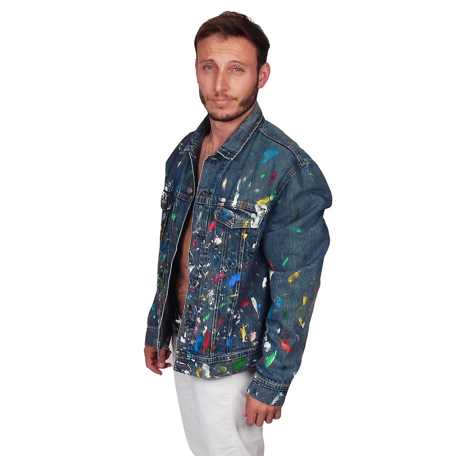 DAMIAN ELWES - "Number 87" - Hand Painted Denim Jacket by Damian Elwes