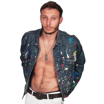 DAMIAN ELWES - "Number 87" - Hand Painted Denim Jacket by Damian Elwes