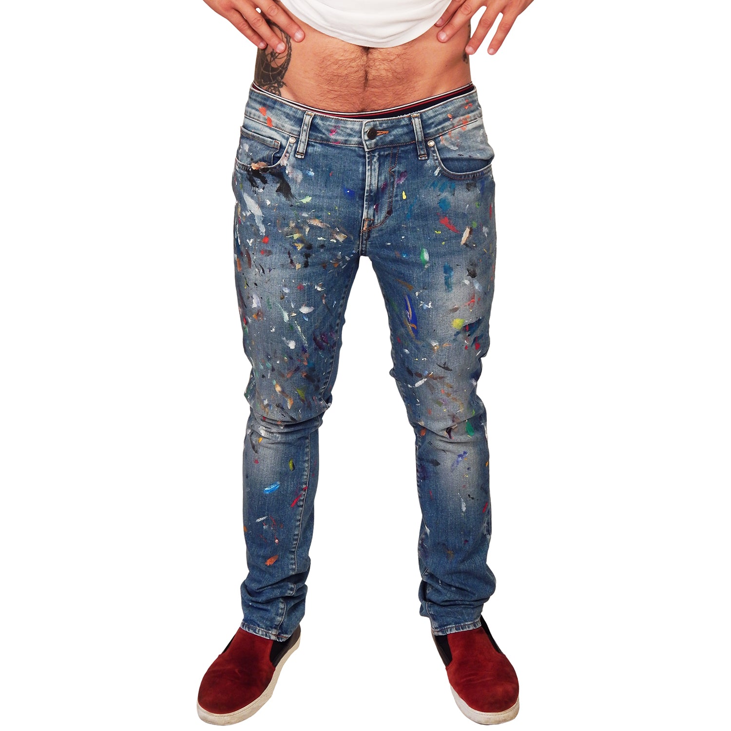 DAMIAN ELWES - &quot;Number 93&quot; - Hand Painted Jeans by Damian Elwes