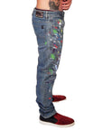 DAMIAN ELWES - "Number 70" - Hand Painted Jeans by Damian Elwes