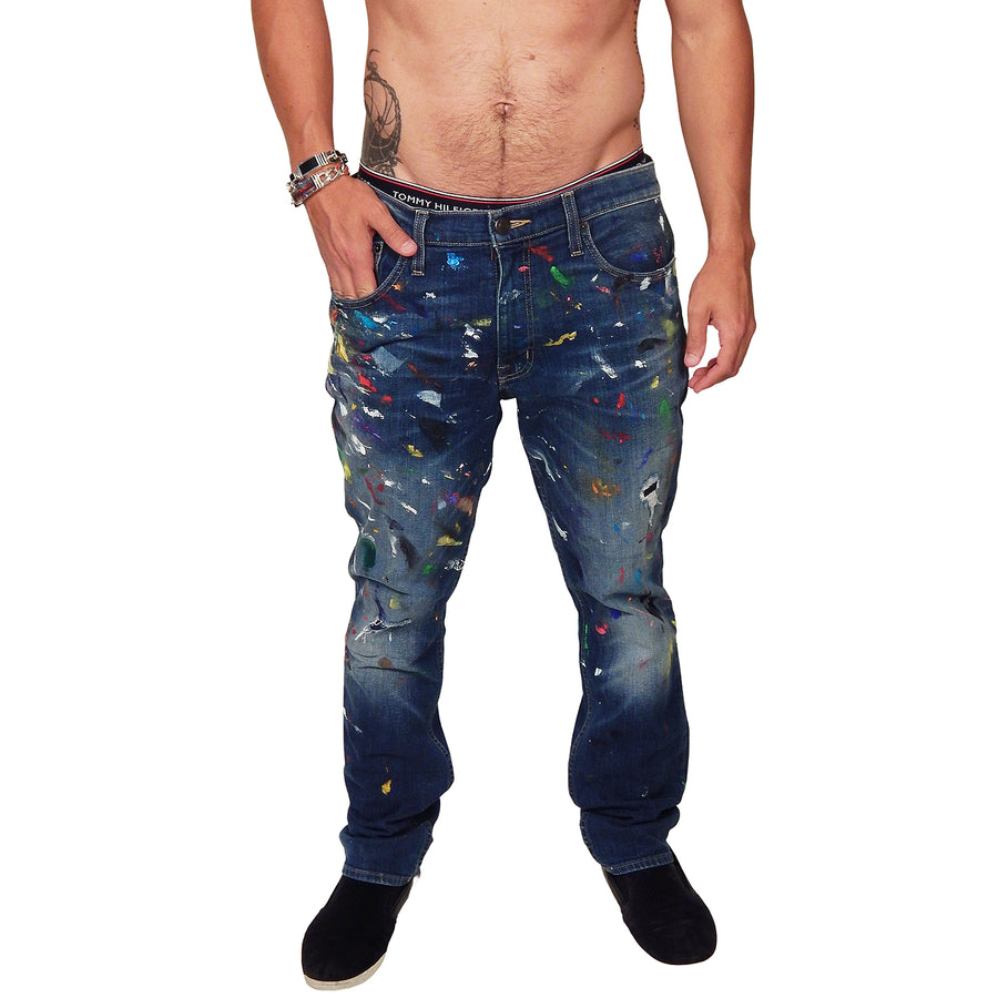 DAMIAN ELWES - "Number 41" - Hand Painted Jeans by Damian Elwes