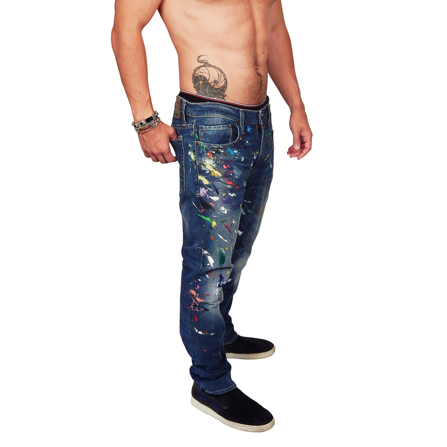 DAMIAN ELWES - "Number 41" - Hand Painted Jeans by Damian Elwes