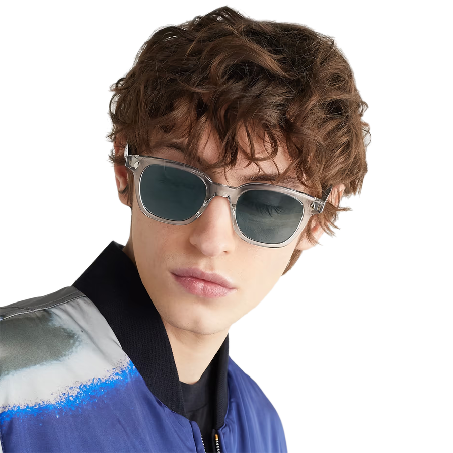 Garrett Leight - "BROADWAY" Sunglasses with "LLG" Frames and Semi-Flat Smoke Blue Lenses