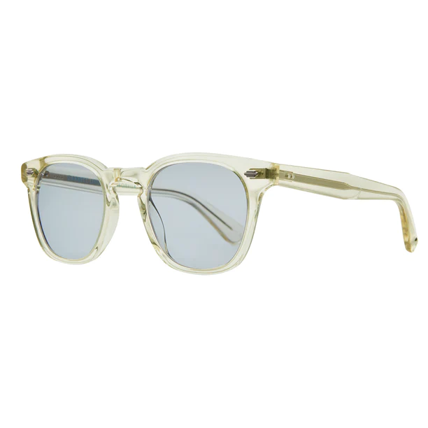 Garrett Leight - "BYRNE" Sunglasses with "Pure Glass" Colored Frames and Pure Blue Lenses