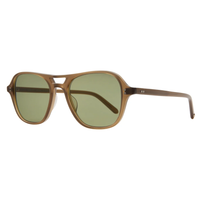 Garrett Leight - "DOC" Sunglasses with Matte Caramel Frames and Semi-Flat Green Lenses