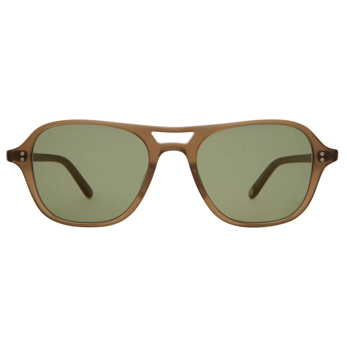 Garrett Leight - &quot;DOC&quot; Sunglasses with Matte Caramel Frames and Semi-Flat Green Lenses