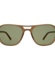 Garrett Leight - "DOC" Sunglasses with Matte Caramel Frames and Semi-Flat Green Lenses